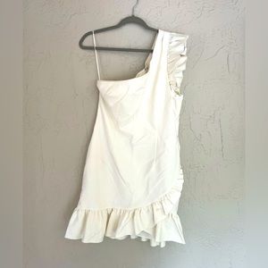 One shoulder white "5a7"  Cinc a Sept dress size 14 or 12
